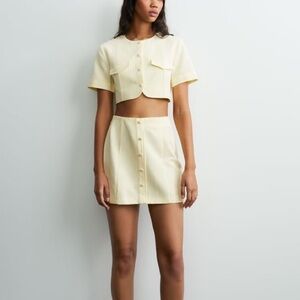 NWT Zara Yellow Linen Blend Crop Top Size Small